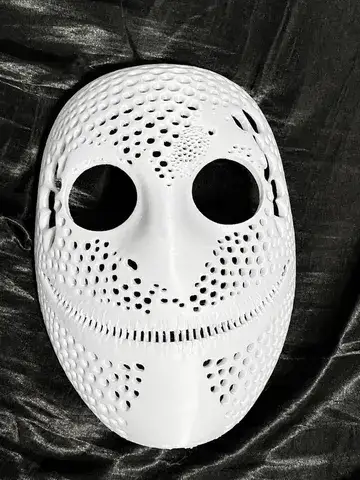 Front real product photo of the white trypophobia hole face mask