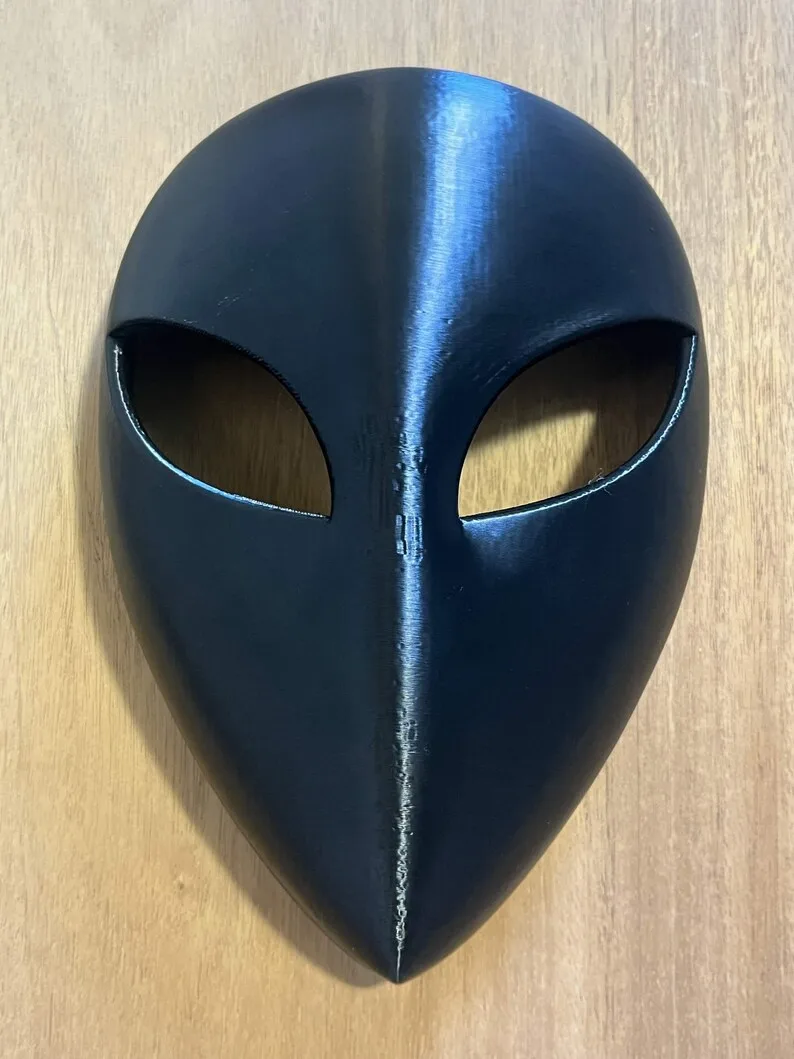 Front real product photo of the black blank mask